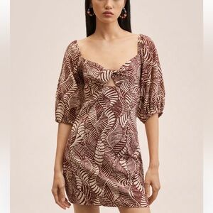 NWT MANGO MNG | printed dress with balloon sleeves Mini Sundress XS